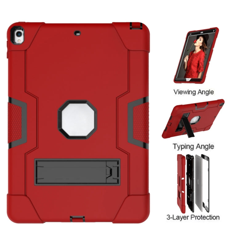 Contrast Color Robot Shockproof Silicone + PC Protective Case with Holder For iPad Pro 10.5 inch (2017) / Air 10.5 (2019)(Red + Black) - iPad Pro 10.5 inch Cases by buy2fix | Online Shopping UK | buy2fix
