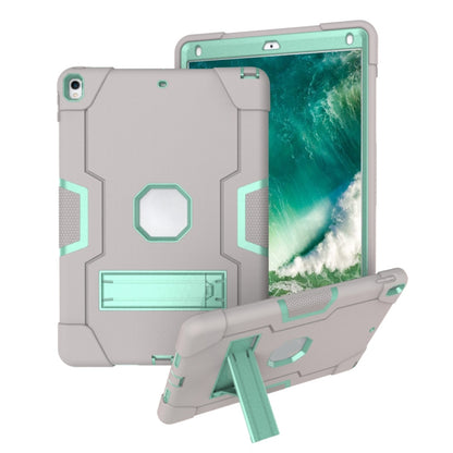 Contrast Color Robot Shockproof Silicone + PC Protective Case with Holder For iPad Pro 10.5 inch (2017) / Air 10.5 (2019)(Grey + Mint Green) - iPad Pro 10.5 inch Cases by buy2fix | Online Shopping UK | buy2fix