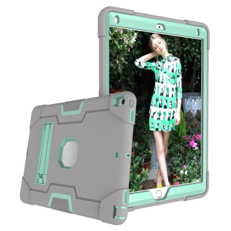 Contrast Color Robot Shockproof Silicone + PC Protective Case with Holder For iPad Pro 10.5 inch (2017) / Air 10.5 (2019)(Grey + Mint Green) - iPad Pro 10.5 inch Cases by buy2fix | Online Shopping UK | buy2fix
