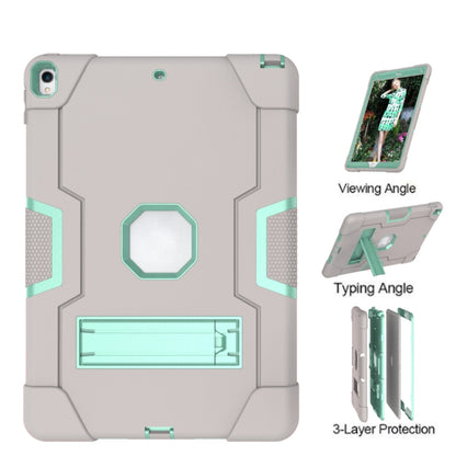 Contrast Color Robot Shockproof Silicone + PC Protective Case with Holder For iPad Pro 10.5 inch (2017) / Air 10.5 (2019)(Grey + Mint Green) - iPad Pro 10.5 inch Cases by buy2fix | Online Shopping UK | buy2fix