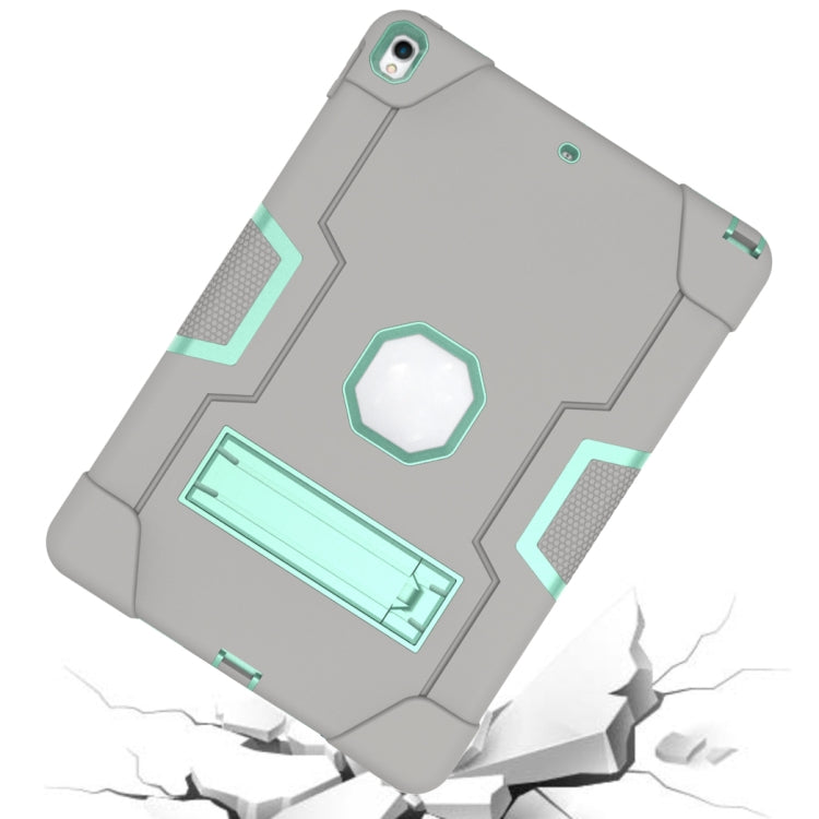 Contrast Color Robot Shockproof Silicone + PC Protective Case with Holder For iPad Pro 10.5 inch (2017) / Air 10.5 (2019)(Grey + Mint Green) - iPad Pro 10.5 inch Cases by buy2fix | Online Shopping UK | buy2fix