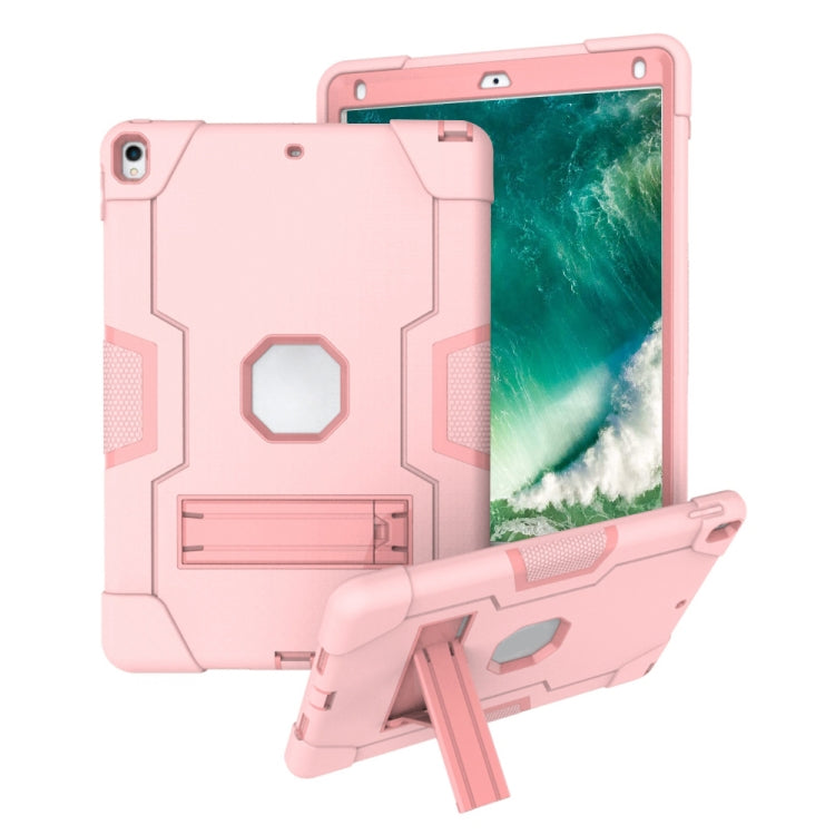 Contrast Color Robot Shockproof Silicone + PC Protective Case with Holder For iPad Pro 10.5 inch (2017) / Air 10.5 (2019)(Rose Gold) - iPad Pro 10.5 inch Cases by buy2fix | Online Shopping UK | buy2fix