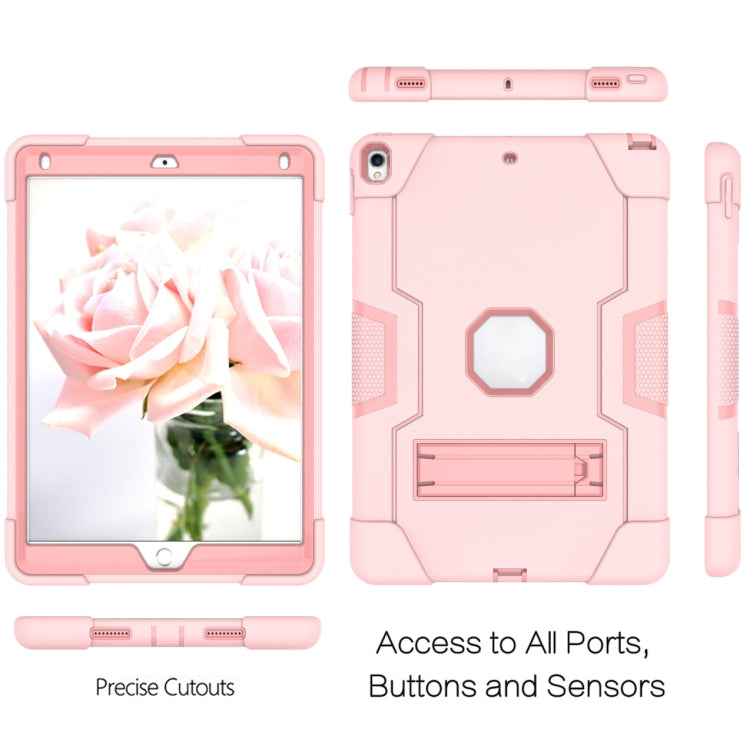 Contrast Color Robot Shockproof Silicone + PC Protective Case with Holder For iPad Pro 10.5 inch (2017) / Air 10.5 (2019)(Rose Gold) - iPad Pro 10.5 inch Cases by buy2fix | Online Shopping UK | buy2fix
