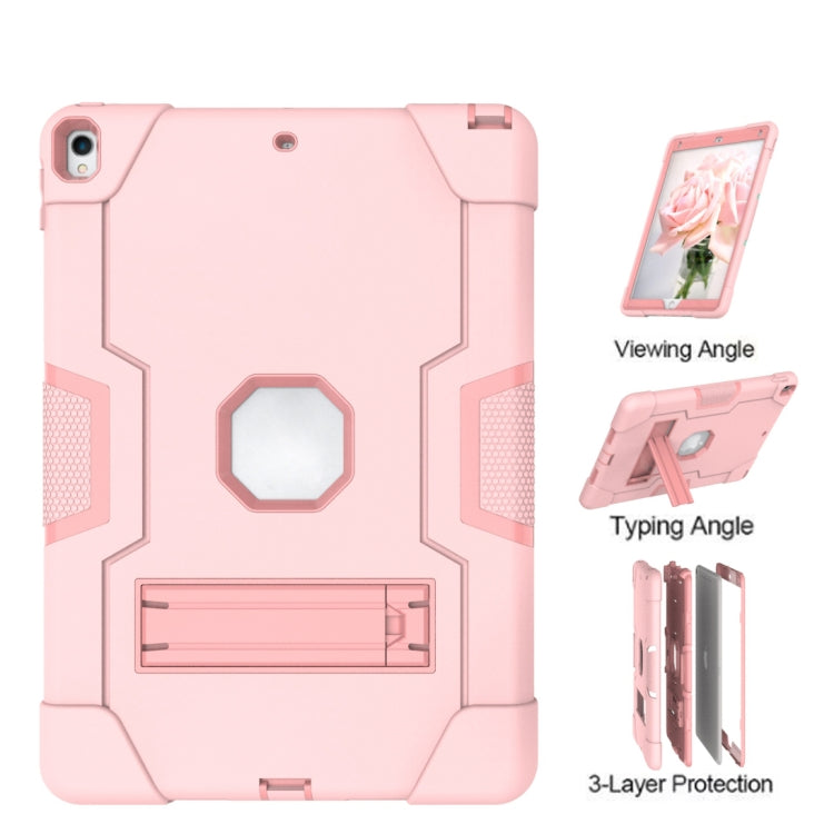 Contrast Color Robot Shockproof Silicone + PC Protective Case with Holder For iPad Pro 10.5 inch (2017) / Air 10.5 (2019)(Rose Gold) - iPad Pro 10.5 inch Cases by buy2fix | Online Shopping UK | buy2fix