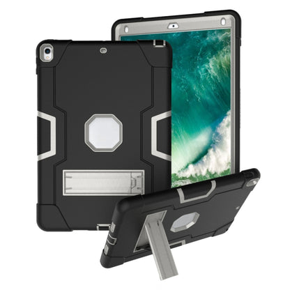Contrast Color Robot Shockproof Silicone + PC Protective Case with Holder For iPad Pro 10.5 inch (2017) / Air 10.5 (2019)(Black+ Grey) - iPad Pro 10.5 inch Cases by buy2fix | Online Shopping UK | buy2fix