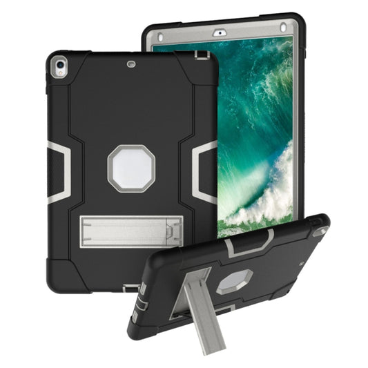 Contrast Color Robot Shockproof Silicone + PC Protective Case with Holder For iPad Pro 10.5 inch (2017) / Air 10.5 (2019)(Black+ Grey) - iPad Pro 10.5 inch Cases by buy2fix | Online Shopping UK | buy2fix