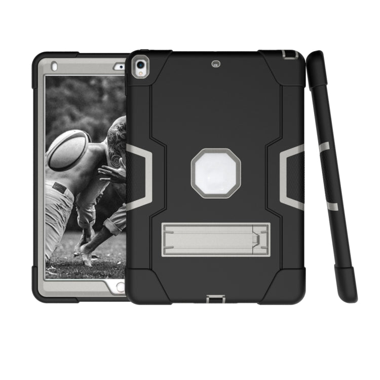 Contrast Color Robot Shockproof Silicone + PC Protective Case with Holder For iPad Pro 10.5 inch (2017) / Air 10.5 (2019)(Black+ Grey) - iPad Pro 10.5 inch Cases by buy2fix | Online Shopping UK | buy2fix
