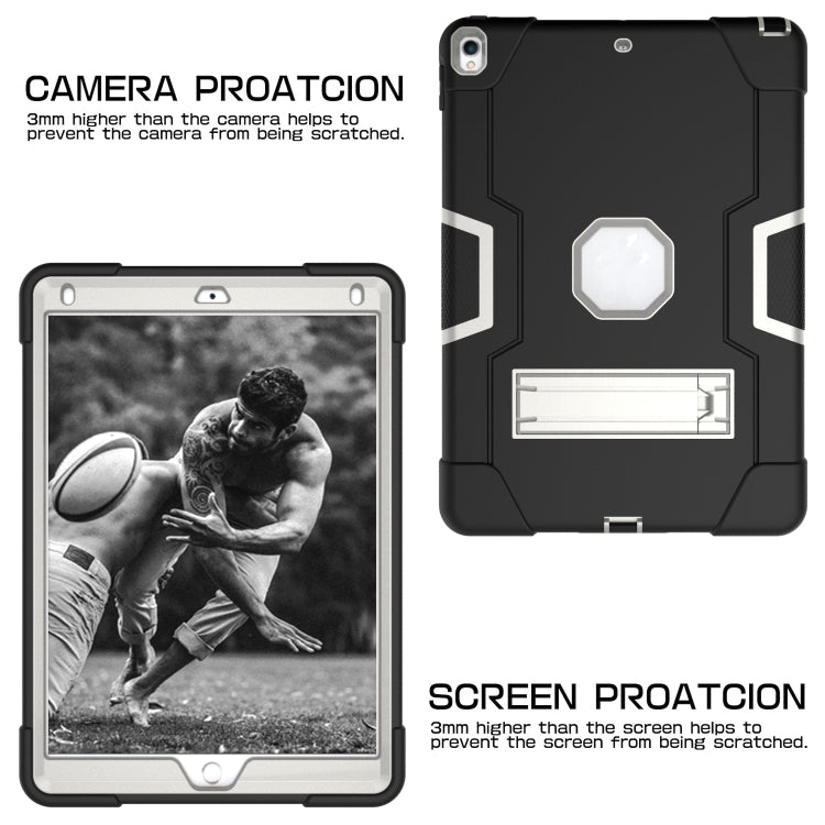 Contrast Color Robot Shockproof Silicone + PC Protective Case with Holder For iPad Pro 10.5 inch (2017) / Air 10.5 (2019)(Black+ Grey) - iPad Pro 10.5 inch Cases by buy2fix | Online Shopping UK | buy2fix