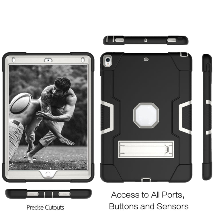 Contrast Color Robot Shockproof Silicone + PC Protective Case with Holder For iPad Pro 10.5 inch (2017) / Air 10.5 (2019)(Black+ Grey) - iPad Pro 10.5 inch Cases by buy2fix | Online Shopping UK | buy2fix