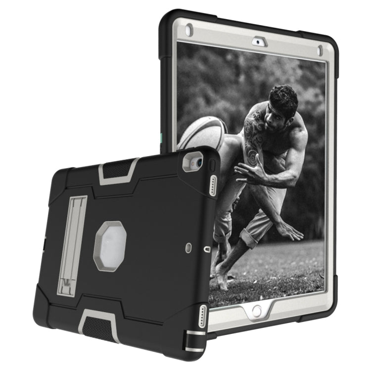 Contrast Color Robot Shockproof Silicone + PC Protective Case with Holder For iPad Pro 10.5 inch (2017) / Air 10.5 (2019)(Black+ Grey) - iPad Pro 10.5 inch Cases by buy2fix | Online Shopping UK | buy2fix