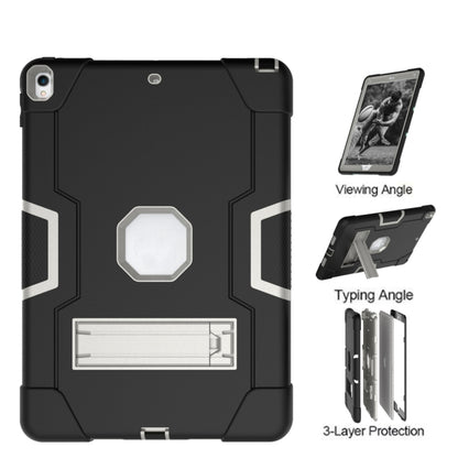 Contrast Color Robot Shockproof Silicone + PC Protective Case with Holder For iPad Pro 10.5 inch (2017) / Air 10.5 (2019)(Black+ Grey) - iPad Pro 10.5 inch Cases by buy2fix | Online Shopping UK | buy2fix