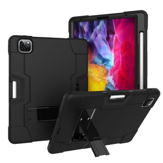 Contrast Color Robot Shockproof Silicone + PC Protective Case with Holder & Pen Slot For iPad Pro 12.9 (2018) / (2020)(Black) - iPad Pro 12.9 (2018) Cases by buy2fix | Online Shopping UK | buy2fix