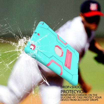 Contrast Color Robot Shockproof Silicone + PC Protective Case with Holder For iPad 9.7 (2017) / (2018)(Mint Green + Rose Red) - iPad 9.7 (2018) & (2017) Cases by buy2fix | Online Shopping UK | buy2fix