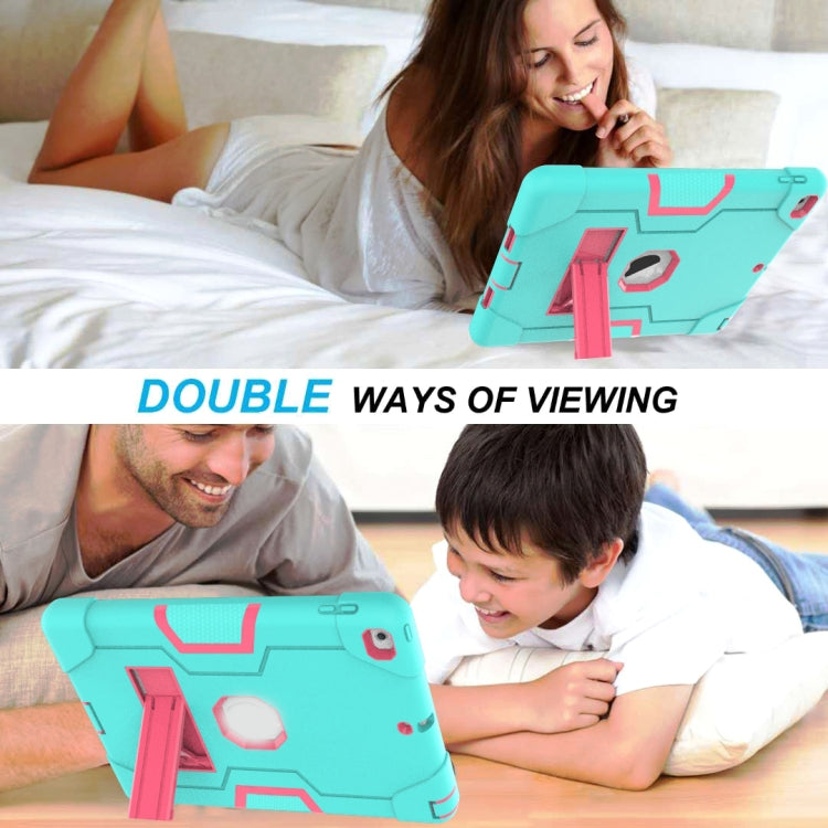 Contrast Color Robot Shockproof Silicone + PC Protective Case with Holder For iPad 9.7 (2017) / (2018)(Mint Green + Rose Red) - iPad 9.7 (2018) & (2017) Cases by buy2fix | Online Shopping UK | buy2fix