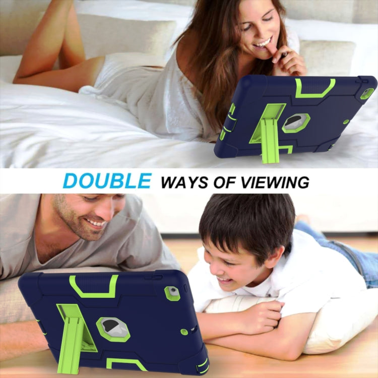 Contrast Color Robot Shockproof Silicone + PC Protective Case with Holder For iPad 9.7 (2017) / (2018)(Navy Blue + Yellow Green) - iPad 9.7 (2018) & (2017) Cases by buy2fix | Online Shopping UK | buy2fix