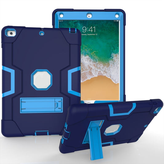 Contrast Color Robot Shockproof Silicone + PC Protective Case with Holder For iPad 9.7 (2017) / (2018)(Navy Blue + Blue) - iPad 9.7 (2018) & (2017) Cases by buy2fix | Online Shopping UK | buy2fix
