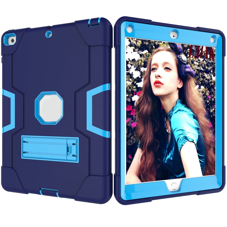 Contrast Color Robot Shockproof Silicone + PC Protective Case with Holder For iPad 9.7 (2017) / (2018)(Navy Blue + Blue) - iPad 9.7 (2018) & (2017) Cases by buy2fix | Online Shopping UK | buy2fix
