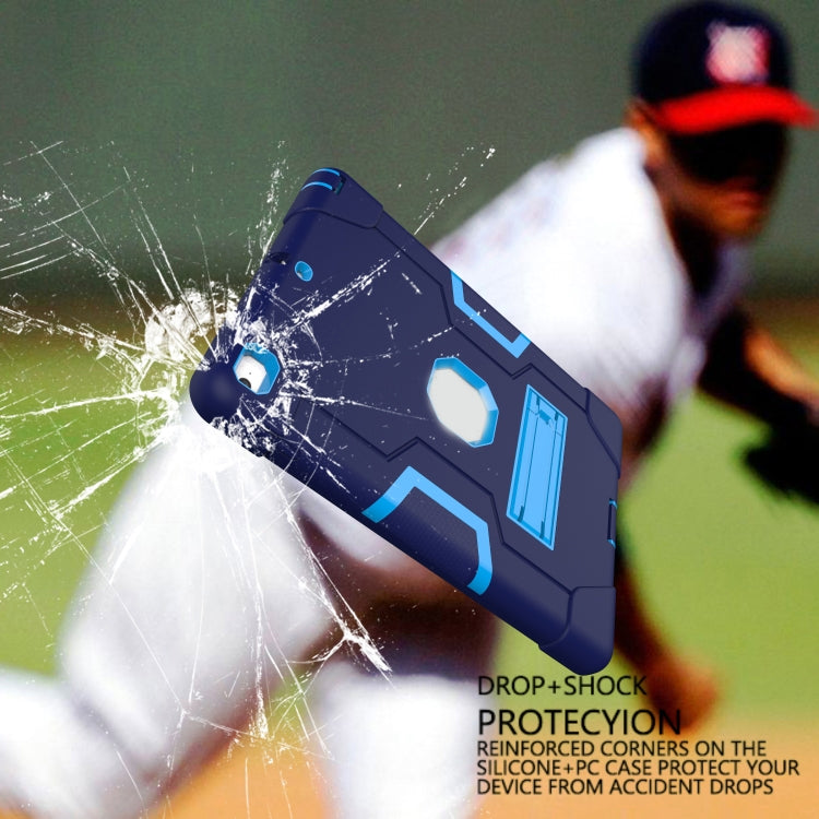 Contrast Color Robot Shockproof Silicone + PC Protective Case with Holder For iPad 9.7 (2017) / (2018)(Navy Blue + Blue) - iPad 9.7 (2018) & (2017) Cases by buy2fix | Online Shopping UK | buy2fix