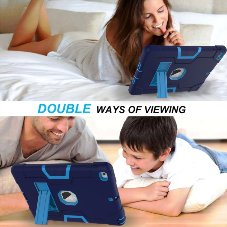 Contrast Color Robot Shockproof Silicone + PC Protective Case with Holder For iPad 9.7 (2017) / (2018)(Navy Blue + Blue) - iPad 9.7 (2018) & (2017) Cases by buy2fix | Online Shopping UK | buy2fix