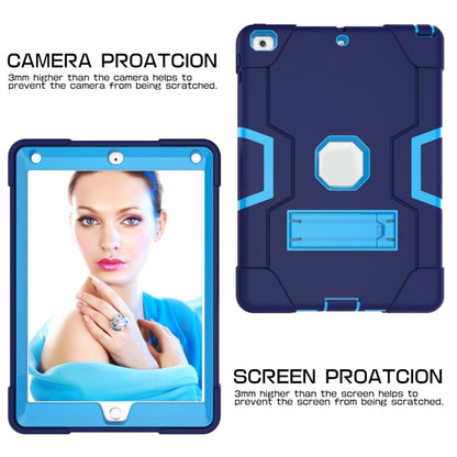 Contrast Color Robot Shockproof Silicone + PC Protective Case with Holder For iPad 9.7 (2017) / (2018)(Navy Blue + Blue) - iPad 9.7 (2018) & (2017) Cases by buy2fix | Online Shopping UK | buy2fix