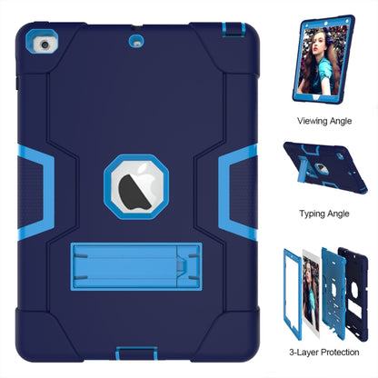 Contrast Color Robot Shockproof Silicone + PC Protective Case with Holder For iPad 9.7 (2017) / (2018)(Navy Blue + Blue) - iPad 9.7 (2018) & (2017) Cases by buy2fix | Online Shopping UK | buy2fix