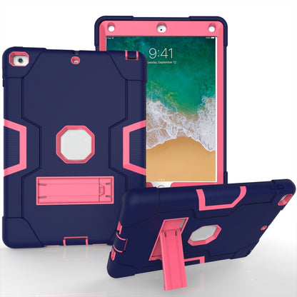 Contrast Color Robot Shockproof Silicone + PC Protective Case with Holder For iPad 9.7 (2017) / (2018)(Navy Blue + Rose Red) - iPad 9.7 (2018) & (2017) Cases by buy2fix | Online Shopping UK | buy2fix
