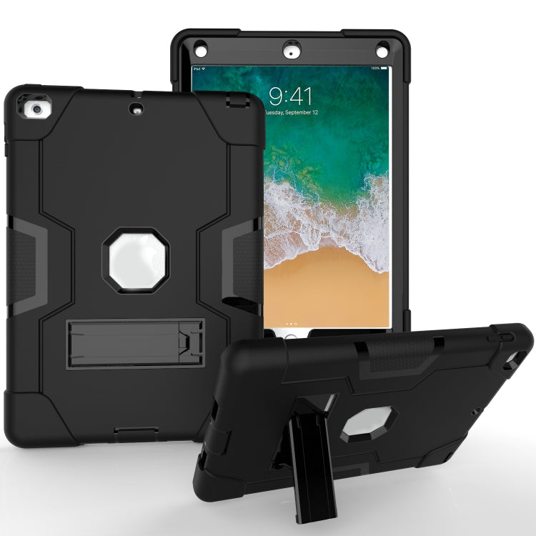 Contrast Color Robot Shockproof Silicone + PC Protective Case with Holder For iPad 9.7 (2017) / (2018)(Black) - iPad 9.7 (2018) & (2017) Cases by buy2fix | Online Shopping UK | buy2fix