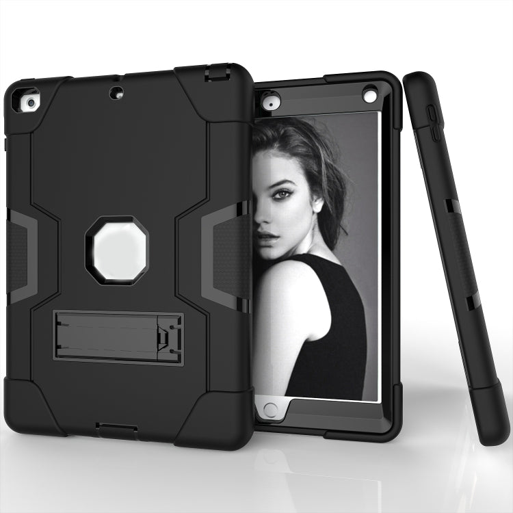 Contrast Color Robot Shockproof Silicone + PC Protective Case with Holder For iPad 9.7 (2017) / (2018)(Black) - iPad 9.7 (2018) & (2017) Cases by buy2fix | Online Shopping UK | buy2fix
