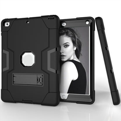 Contrast Color Robot Shockproof Silicone + PC Protective Case with Holder For iPad 9.7 (2017) / (2018)(Black) - iPad 9.7 (2018) & (2017) Cases by buy2fix | Online Shopping UK | buy2fix