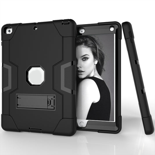 Contrast Color Robot Shockproof Silicone + PC Protective Case with Holder For iPad 9.7 (2017) / (2018)(Black) - iPad 9.7 (2018) & (2017) Cases by buy2fix | Online Shopping UK | buy2fix