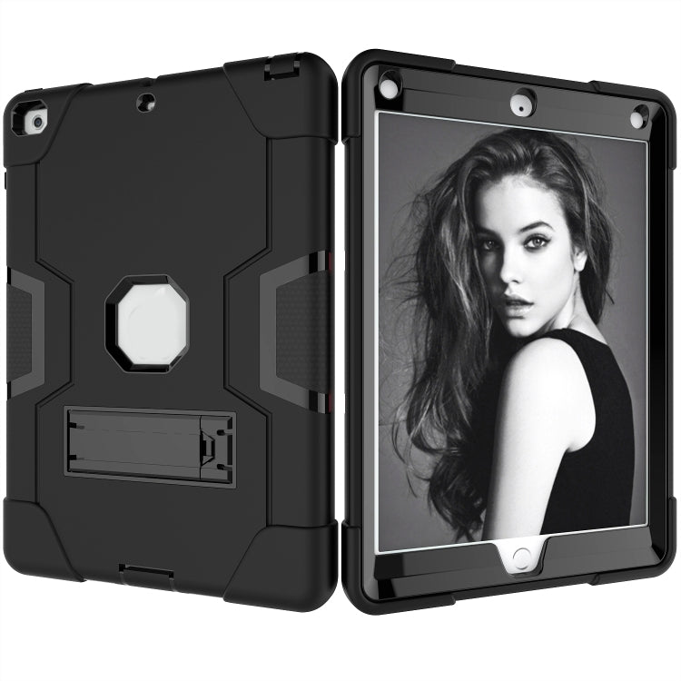Contrast Color Robot Shockproof Silicone + PC Protective Case with Holder For iPad 9.7 (2017) / (2018)(Black) - iPad 9.7 (2018) & (2017) Cases by buy2fix | Online Shopping UK | buy2fix