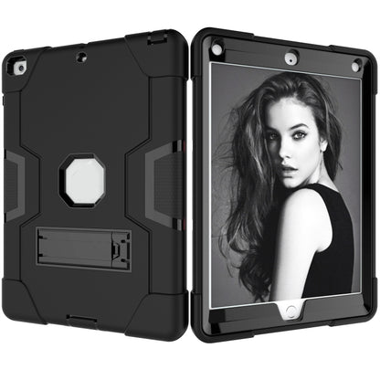 Contrast Color Robot Shockproof Silicone + PC Protective Case with Holder For iPad 9.7 (2017) / (2018)(Black) - iPad 9.7 (2018) & (2017) Cases by buy2fix | Online Shopping UK | buy2fix