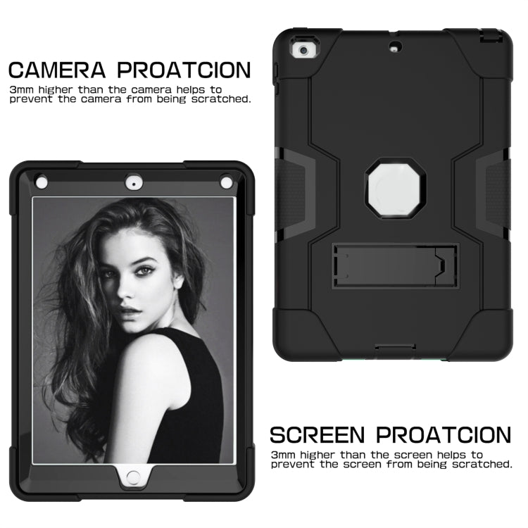 Contrast Color Robot Shockproof Silicone + PC Protective Case with Holder For iPad 9.7 (2017) / (2018)(Black) - iPad 9.7 (2018) & (2017) Cases by buy2fix | Online Shopping UK | buy2fix