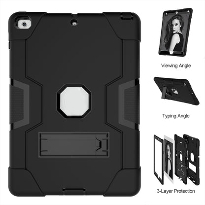 Contrast Color Robot Shockproof Silicone + PC Protective Case with Holder For iPad 9.7 (2017) / (2018)(Black) - iPad 9.7 (2018) & (2017) Cases by buy2fix | Online Shopping UK | buy2fix