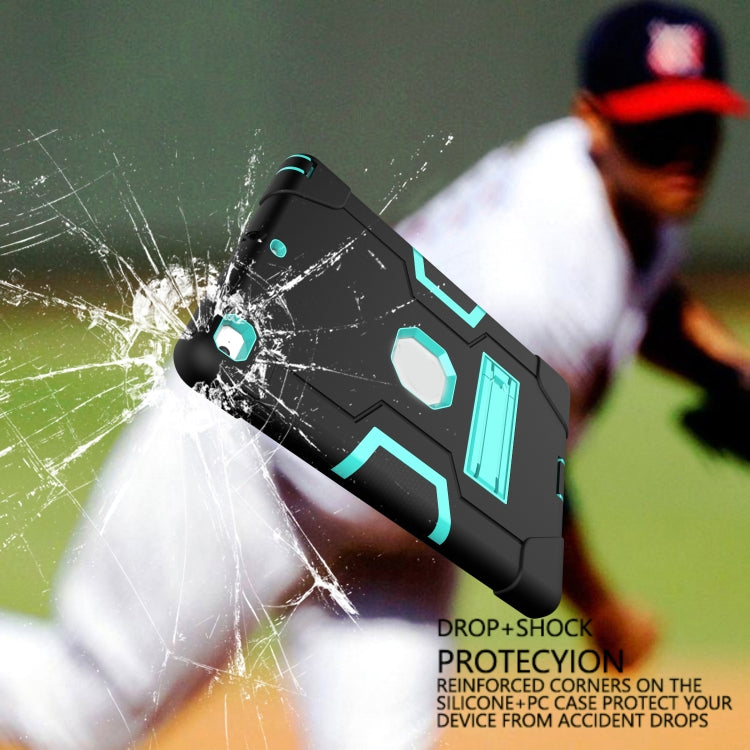 Contrast Color Robot Shockproof Silicone + PC Protective Case with Holder For iPad 9.7 (2017) / (2018)(Black + Mint Green) - iPad 9.7 (2018) & (2017) Cases by buy2fix | Online Shopping UK | buy2fix