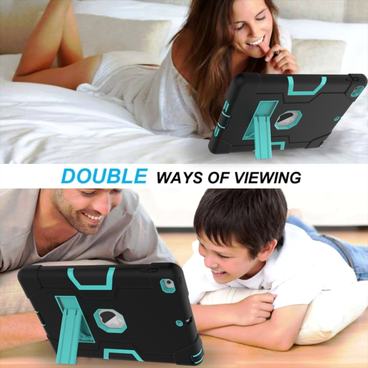 Contrast Color Robot Shockproof Silicone + PC Protective Case with Holder For iPad 9.7 (2017) / (2018)(Black + Mint Green) - iPad 9.7 (2018) & (2017) Cases by buy2fix | Online Shopping UK | buy2fix