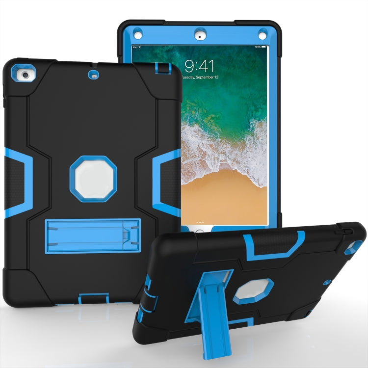 Contrast Color Robot Shockproof Silicone + PC Protective Case with Holder For iPad 9.7 (2017) / (2018)(Black + Blue) - iPad 9.7 (2018) & (2017) Cases by buy2fix | Online Shopping UK | buy2fix