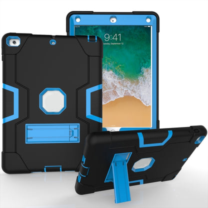 Contrast Color Robot Shockproof Silicone + PC Protective Case with Holder For iPad 9.7 (2017) / (2018)(Black + Blue) - iPad 9.7 (2018) & (2017) Cases by buy2fix | Online Shopping UK | buy2fix
