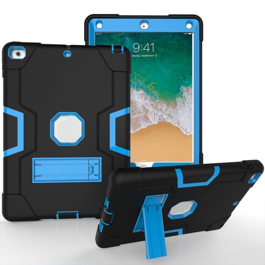 Contrast Color Robot Shockproof Silicone + PC Protective Case with Holder For iPad 9.7 (2017) / (2018)(Black + Blue) - iPad 9.7 (2018) & (2017) Cases by buy2fix | Online Shopping UK | buy2fix