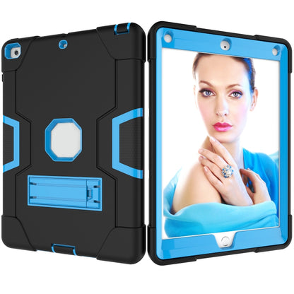 Contrast Color Robot Shockproof Silicone + PC Protective Case with Holder For iPad 9.7 (2017) / (2018)(Black + Blue) - iPad 9.7 (2018) & (2017) Cases by buy2fix | Online Shopping UK | buy2fix