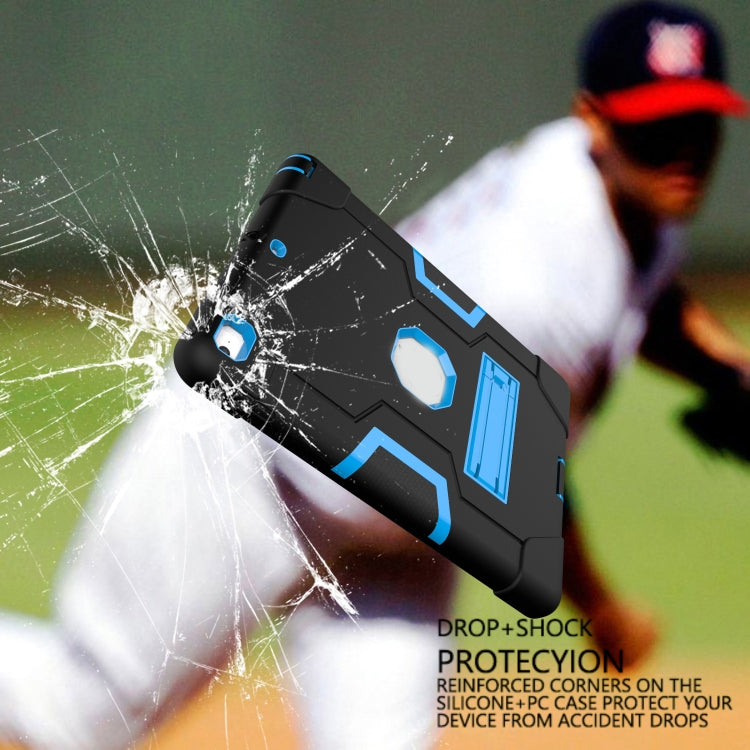 Contrast Color Robot Shockproof Silicone + PC Protective Case with Holder For iPad 9.7 (2017) / (2018)(Black + Blue) - iPad 9.7 (2018) & (2017) Cases by buy2fix | Online Shopping UK | buy2fix