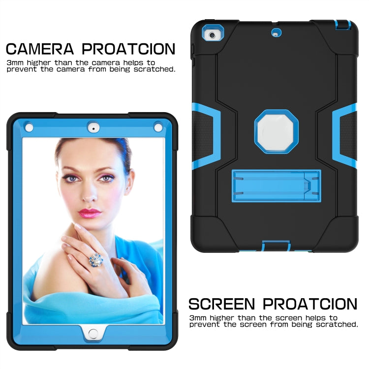 Contrast Color Robot Shockproof Silicone + PC Protective Case with Holder For iPad 9.7 (2017) / (2018)(Black + Blue) - iPad 9.7 (2018) & (2017) Cases by buy2fix | Online Shopping UK | buy2fix