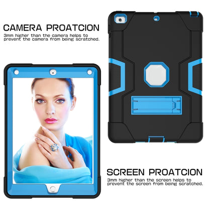 Contrast Color Robot Shockproof Silicone + PC Protective Case with Holder For iPad 9.7 (2017) / (2018)(Black + Blue) - iPad 9.7 (2018) & (2017) Cases by buy2fix | Online Shopping UK | buy2fix