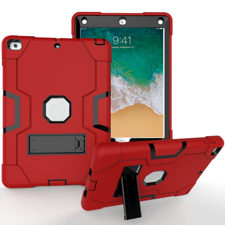 Contrast Color Robot Shockproof Silicone + PC Protective Case with Holder For iPad 9.7 (2017) / (2018)(Red + Black) - iPad 9.7 (2018) & (2017) Cases by buy2fix | Online Shopping UK | buy2fix