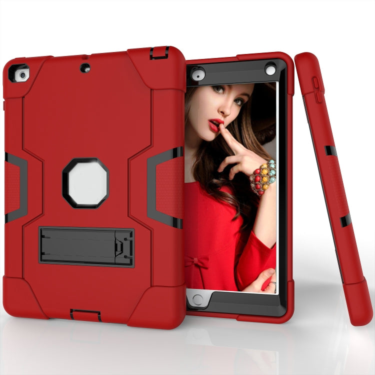 Contrast Color Robot Shockproof Silicone + PC Protective Case with Holder For iPad 9.7 (2017) / (2018)(Red + Black) - iPad 9.7 (2018) & (2017) Cases by buy2fix | Online Shopping UK | buy2fix