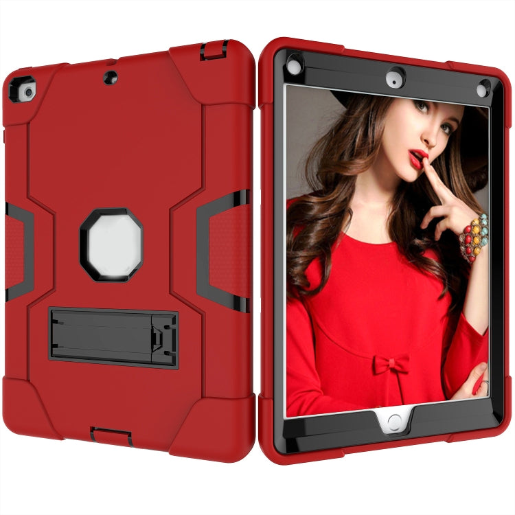 Contrast Color Robot Shockproof Silicone + PC Protective Case with Holder For iPad 9.7 (2017) / (2018)(Red + Black) - iPad 9.7 (2018) & (2017) Cases by buy2fix | Online Shopping UK | buy2fix