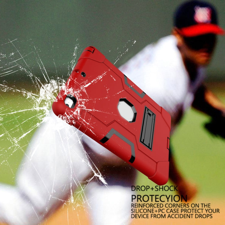 Contrast Color Robot Shockproof Silicone + PC Protective Case with Holder For iPad 9.7 (2017) / (2018)(Red + Black) - iPad 9.7 (2018) & (2017) Cases by buy2fix | Online Shopping UK | buy2fix