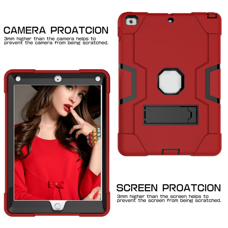 Contrast Color Robot Shockproof Silicone + PC Protective Case with Holder For iPad 9.7 (2017) / (2018)(Red + Black) - iPad 9.7 (2018) & (2017) Cases by buy2fix | Online Shopping UK | buy2fix