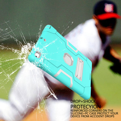 Contrast Color Robot Shockproof Silicone + PC Protective Case with Holder For iPad 9.7 (2017) / (2018)(Grey + Mint Green) - iPad 9.7 (2018) & (2017) Cases by buy2fix | Online Shopping UK | buy2fix