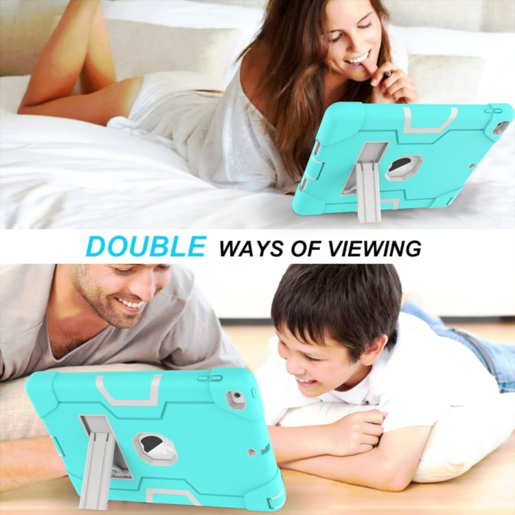 Contrast Color Robot Shockproof Silicone + PC Protective Case with Holder For iPad 9.7 (2017) / (2018)(Grey + Mint Green) - iPad 9.7 (2018) & (2017) Cases by buy2fix | Online Shopping UK | buy2fix